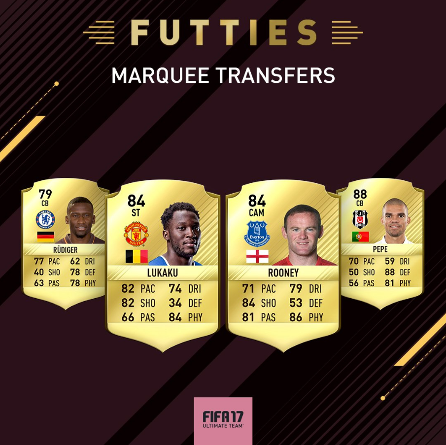 FIFA 17 FUTTIES Marquee Transfers SBC - Rudiger, Lukaku, Rooney, Pepe