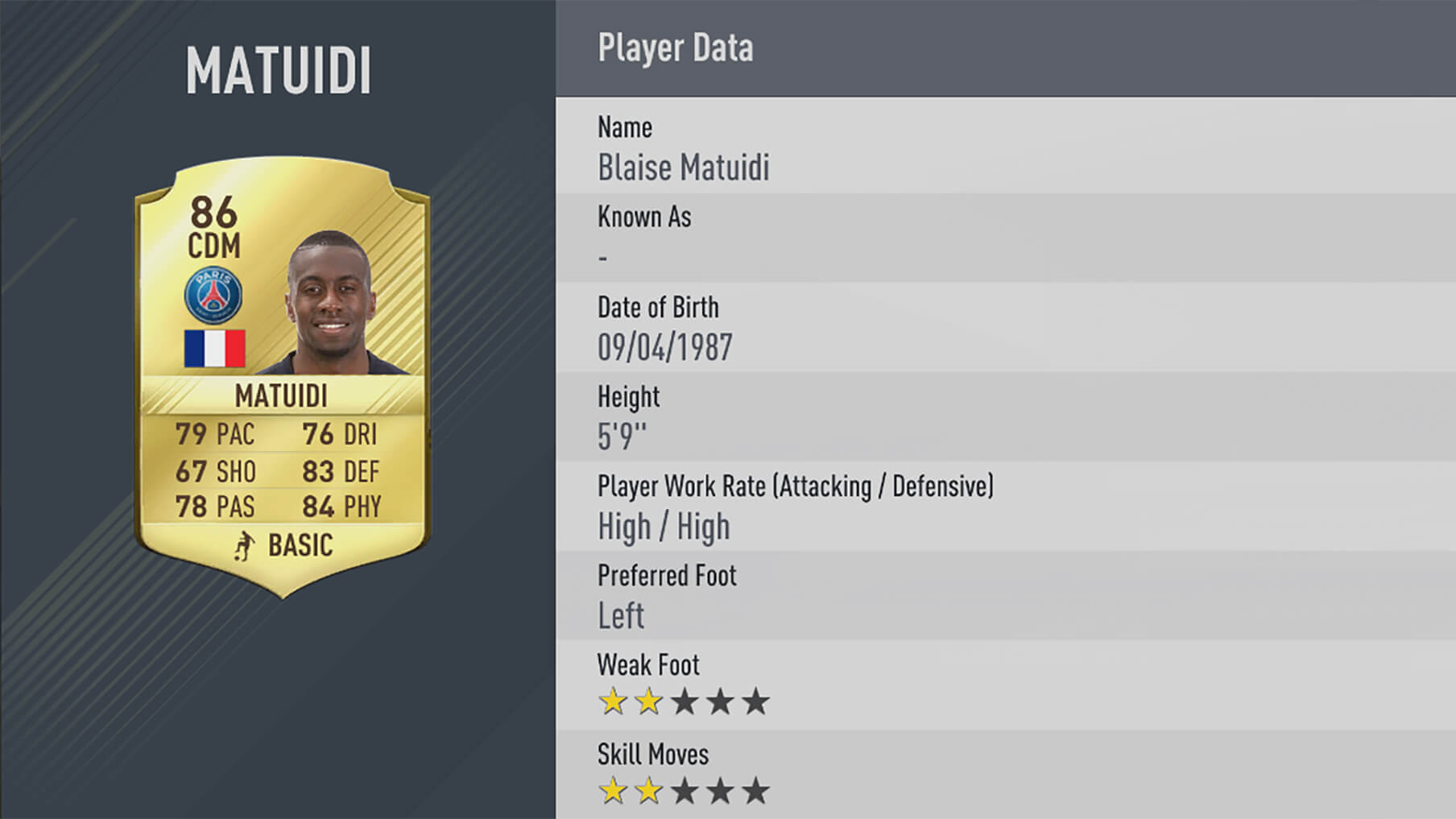 fifa 17 Blaise Matuidi