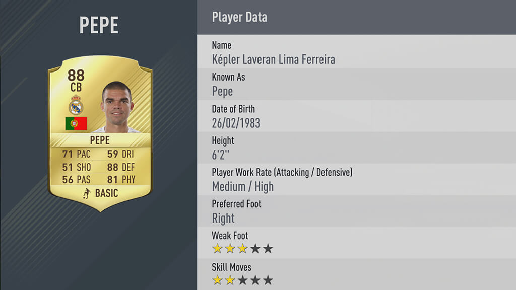 FIFA 17 Pepe