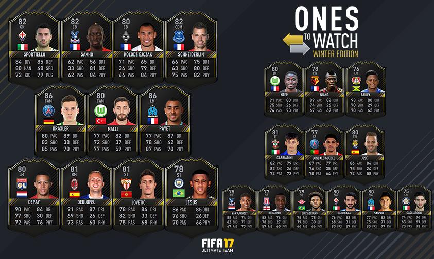 fifa 17 otw winter cards - ones to watch winter edtion players
