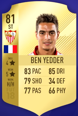 FIFA 18 Most Overpowered Players in La Liga - 85 Casemiro, 84 Umtiti and 84 Laporte-striker Ben Yedder